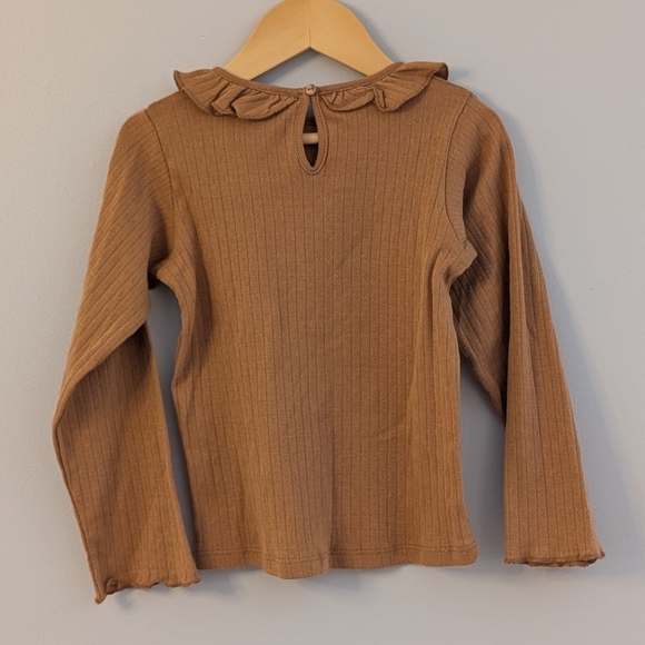 2/$20 💚 Zara Ribbed Ruffle Collar Top | Girls 4–5Y - Picture 2 of 6